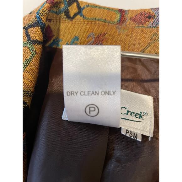 Coldwater Creek Tapestry Patchwork Blazer Jacket Sz SP Velvet Cuffs Shabby Chic - Picture 10 of 12